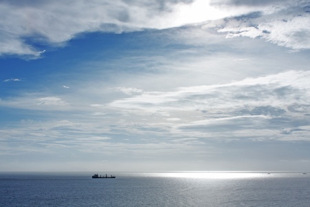 cargo ship in widely sea