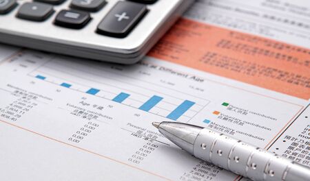 Stock chart with calculator,pen