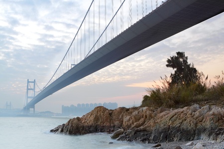 bridge at sunset moment, Tsing ma bridge 