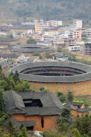 Fujian Tulou in China, old building overview のeditorial素材