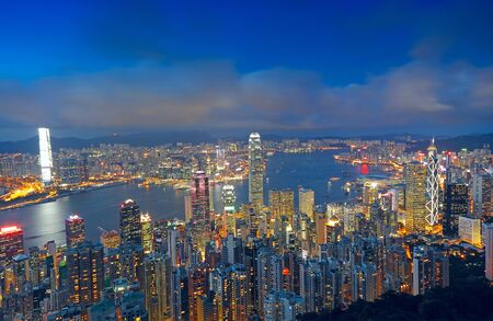 sunset of cityscape in Hong Kong のeditorial素材