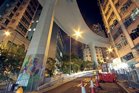 Higher traffic bridge in downtown, hongkong hill roadのeditorial素材