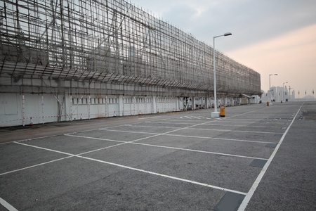large numbered space parking lot の写真素材