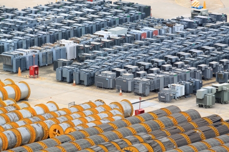 cable roll and transformer on the floor 
