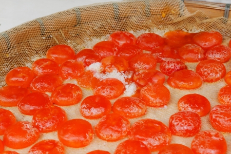 Salted and sun dried yolks of duck eggs, chinese foodの写真素材
