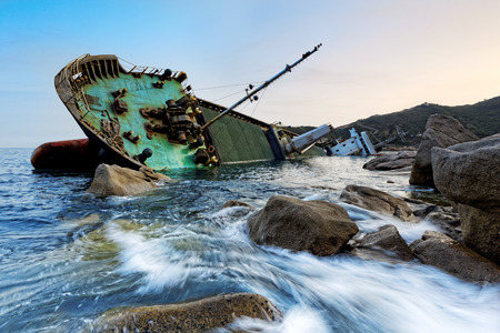 shipwreck in hong kong , seascape sunset