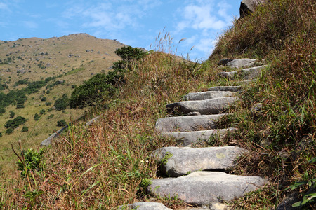Stone path in the mountains at dayの写真素材
