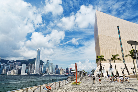 Hong Kong harbour at day , Tsim Sha Tsui Waterfront Promenade のeditorial素材