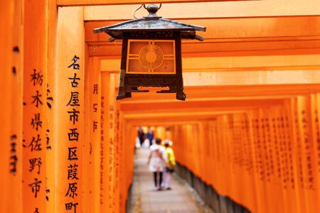 Red Tori Gate at Fushimi Inari Shrine in Kyoto, Japanのeditorial素材