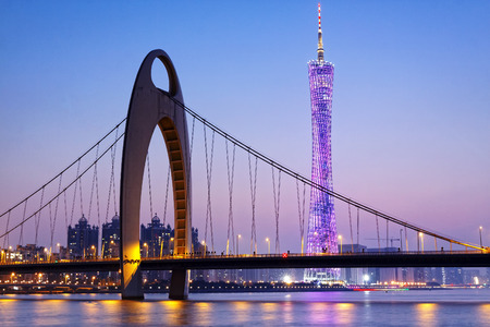 Zhujiang River and modern building of financial district in guangzhou china.のeditorial素材