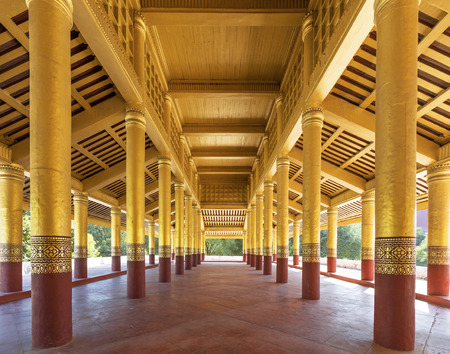Corridor in Mandalay Palace wide viewのeditorial素材