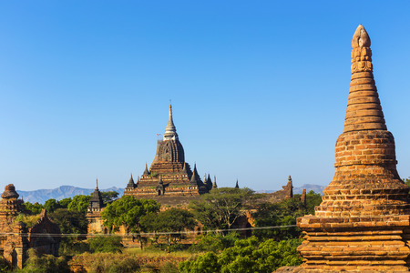 Bagan buddha tower at day , famous place in Myanmar/ Burmaの写真素材