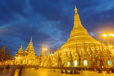 Shwedagon Pagoda at night , Myanmar (Burma) Yangon landmarkの写真素材