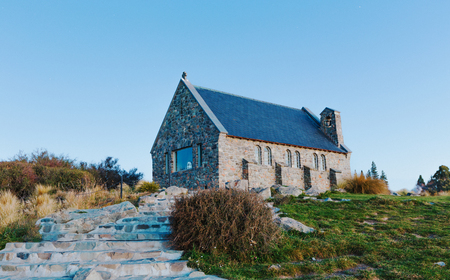 Church at Lake Tekapo Canterbury New Zealandの写真素材