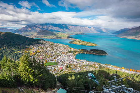 View of Queenstown and The Remarkables, Queenstown New Zealandの写真素材