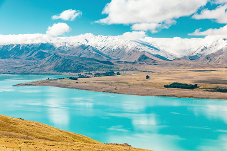 amazing landscapes viewed from Tekapo observatory, New Zealandの写真素材