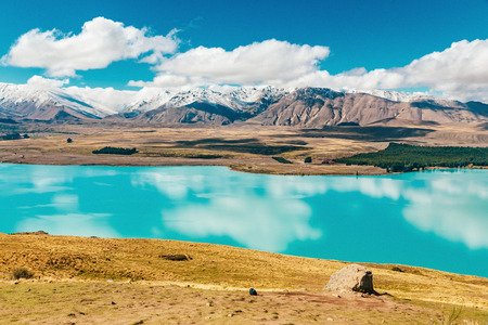 amazing landscapes viewed from Tekapo observatory, New Zealandの写真素材