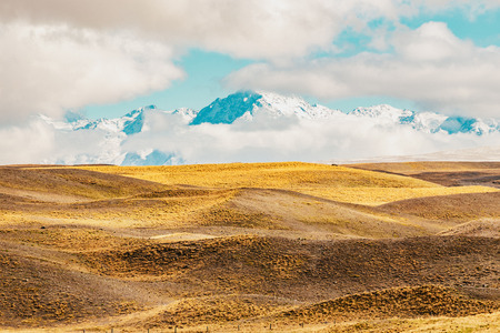 New Zealand scenic mountain landscape shot at Mount Cook National Park daytimeの写真素材