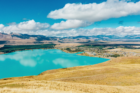 amazing landscapes viewed from Tekapo observatory, New Zealandの写真素材