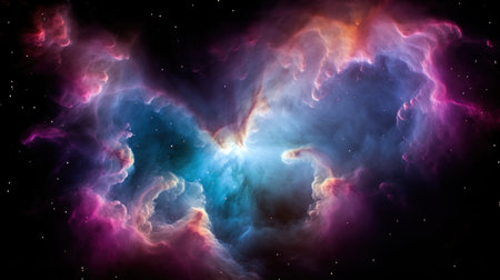 Nebula and stars in outer space. Science fiction wallpaper.の素材