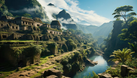 Panoramic view of the ancient city of Machu Picchu, Peruの素材