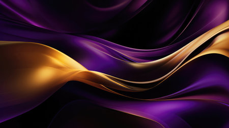 abstract background with smooth lines in purple and yellow colors. 3d renderの素材