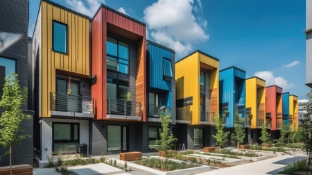 Colorful modern houses in the city. Modern architecture of the city.の素材