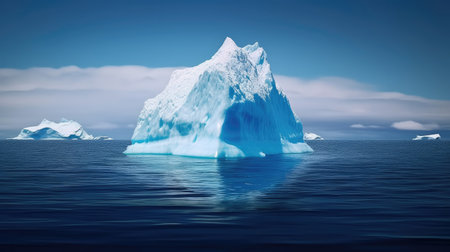 Iceberg floating in the ocean. Global warming concept. 3D renderingの素材