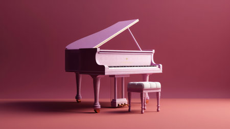 Piano and piano on a pink background. 3d rendering.の素材