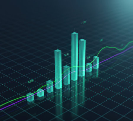 Financial graph on a dark background. 3d rendering, business conceptの写真素材