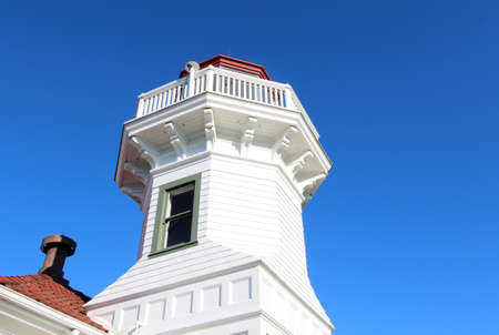 The historic Mulkiteo Lighthouse towerの写真素材