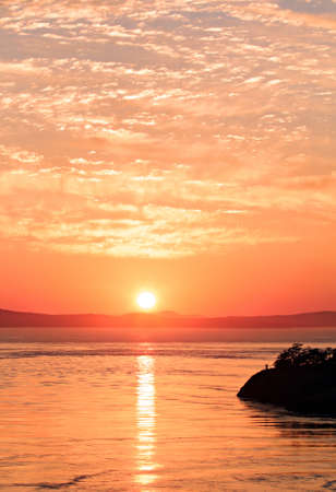 View of beautiful sunset from Deception Passの写真素材