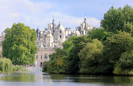 LONDON - Oct 12  St  James Park with horse guards buildings is a famous tourist hot spot, on Oct 12, 2013 in London, England のeditorial素材