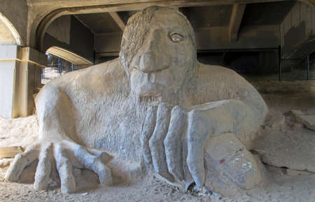 SEATTLE, WA/USA - JULY 7, 2014: The famous Fremont Troll under the Aurora Bridge, Washington.のeditorial素材