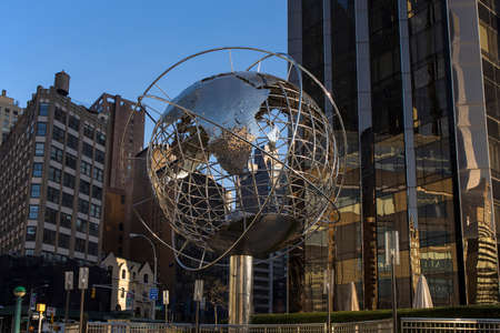 NEW YORK CITY - APRIL 19: View of the Multipurpose Center Trump Tower, the view through the iron logo in the form of the globe as seen on April 19, 2015 in New York City.のeditorial素材