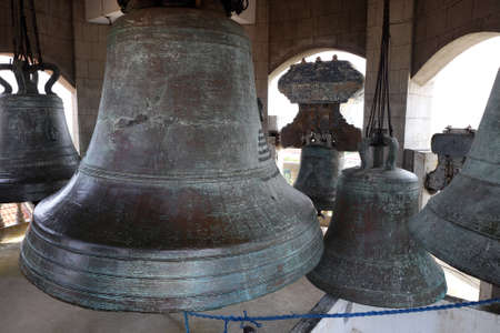 The Church of Santa Monica, the first church built on Panay, Philippines, was constructed in 1774 under the Spanish. It is a national historic site and home of the biggest bronze church bell in Asia.のeditorial素材