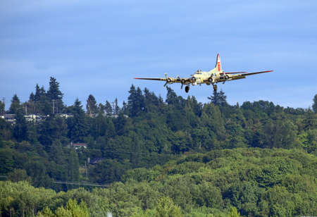 SEATTLE - JULY 03, 2016: The B-17G FLying Fortress - One of the most recognized WWII aricraft.