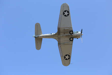 Everett, WA, USA - July 30, 2016: An SBD Dauntless Dive-bomber was seen flying over Everett Paine...