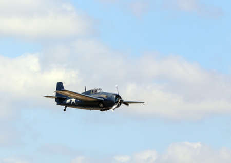 Everett, WA, USA - July 30, 2016: A Grumman FM-2 Wildcat was seen flying over Everett Paine Fieldのeditorial素材
