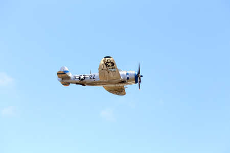 Everett, WA, USA - July 30, 2016: A Republican P47D Thunderbolt was seen flying over Everett paine...