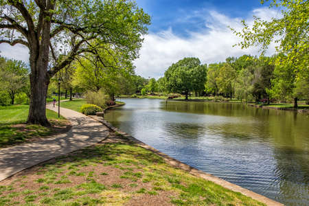 A beautiful spring day in Freedom Park, Charlotte NCの写真素材