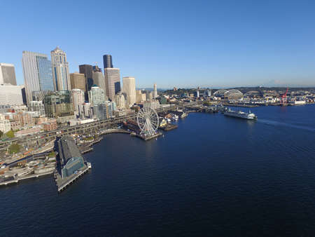 Aerial view of Seattle Waterfrontのeditorial素材