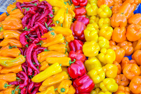 Freash colorful peppers at the farmer's market