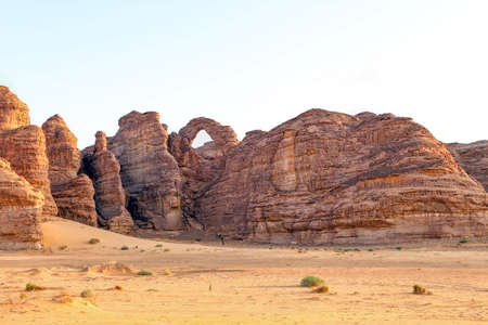 Beautiful rock formations in the desert surouding Al Ula, KSAの写真素材