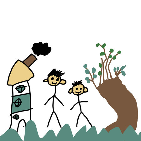 children's hand drawingのイラスト素材