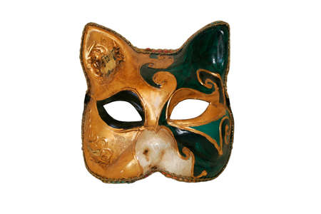 Vintage Venetian mask isolated on pure white backgroundの写真素材