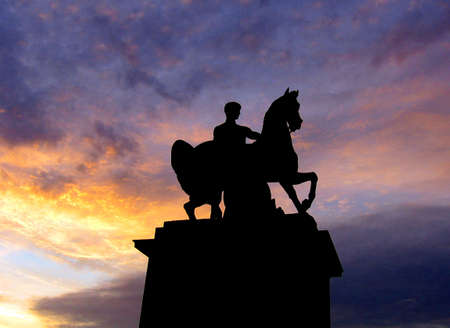 Silhouette of Statue Of Henri IV, Parisの写真素材