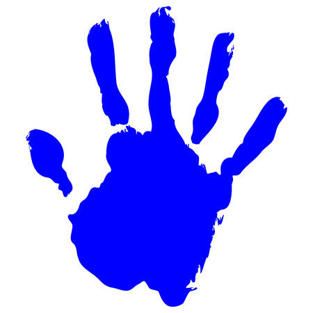 Blue Handprint Vector on pure white backgroundのイラスト素材