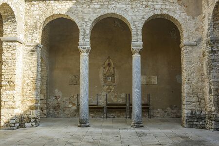 Atrium's arches of the Euphrasian Basilica in Porec, Croatia