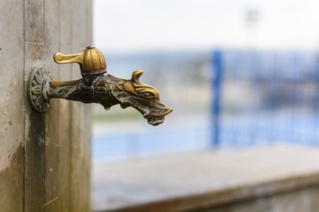 Ornamental bronze tap with a gargoyle head.